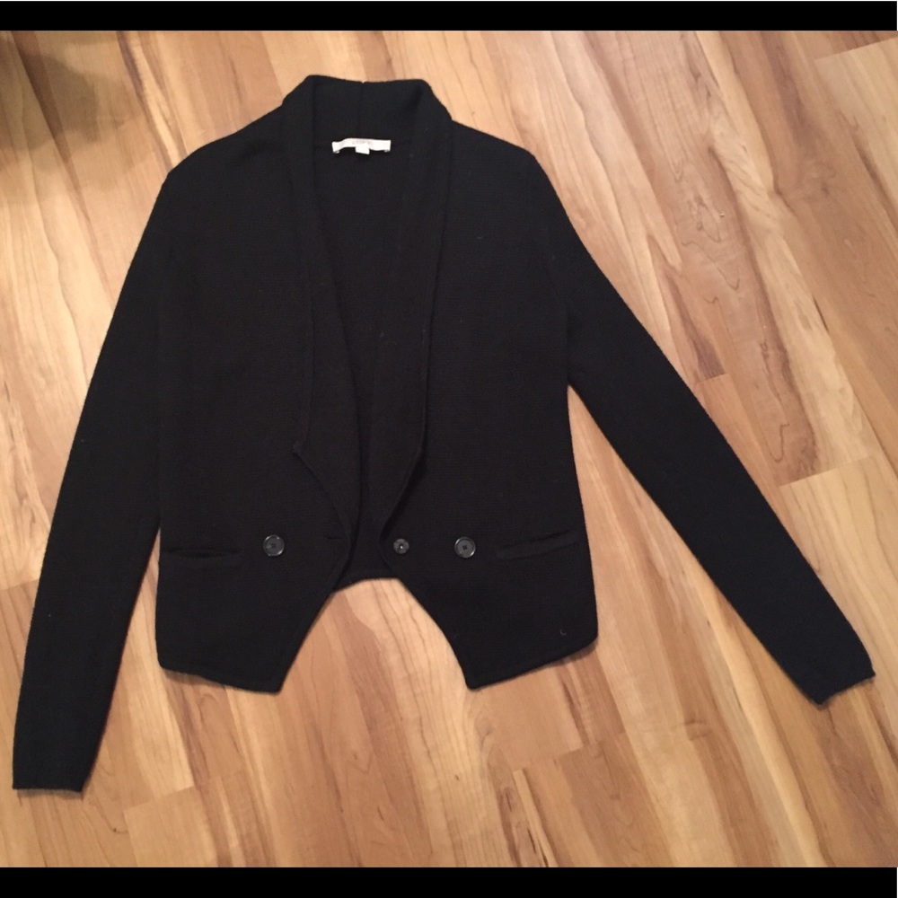 LOFT Black Sweater with snap closure, size Medium